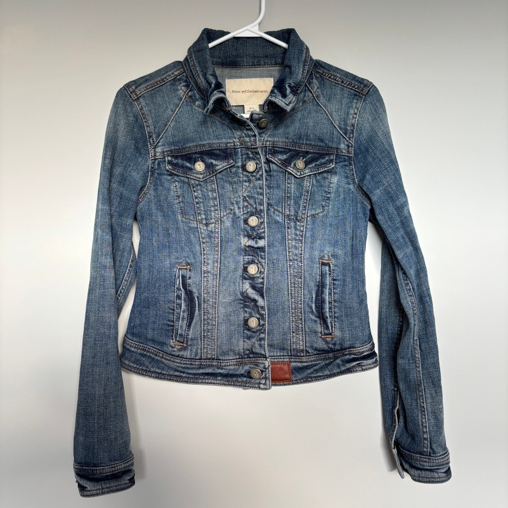 Anthropologie Pilcro Avie Denim Jacket Jean Jacket Trucker Dark Wash Women's S